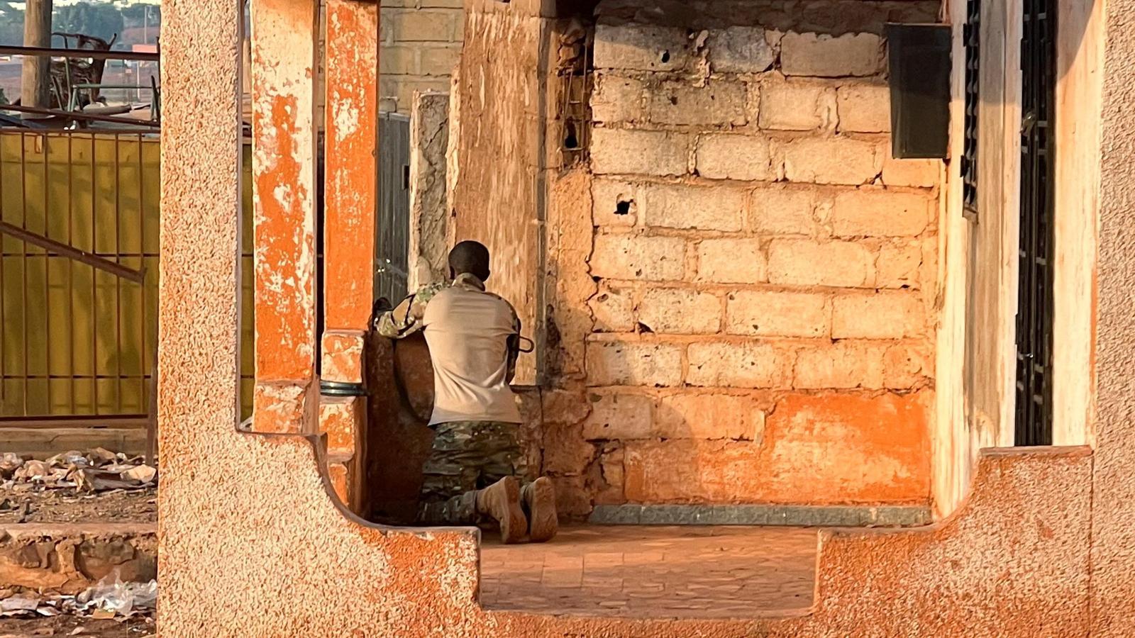 A soldier of the army of Mali during an attack by Al-Qaeda near Bamako.