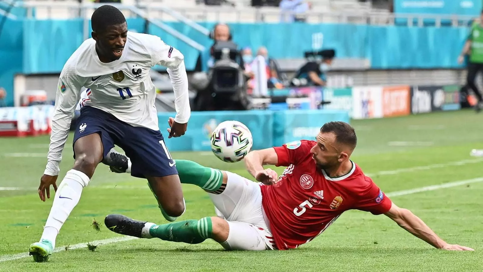 Ousmane Dembélé en el partit de l’Eurocopa en què es va lesionar.
