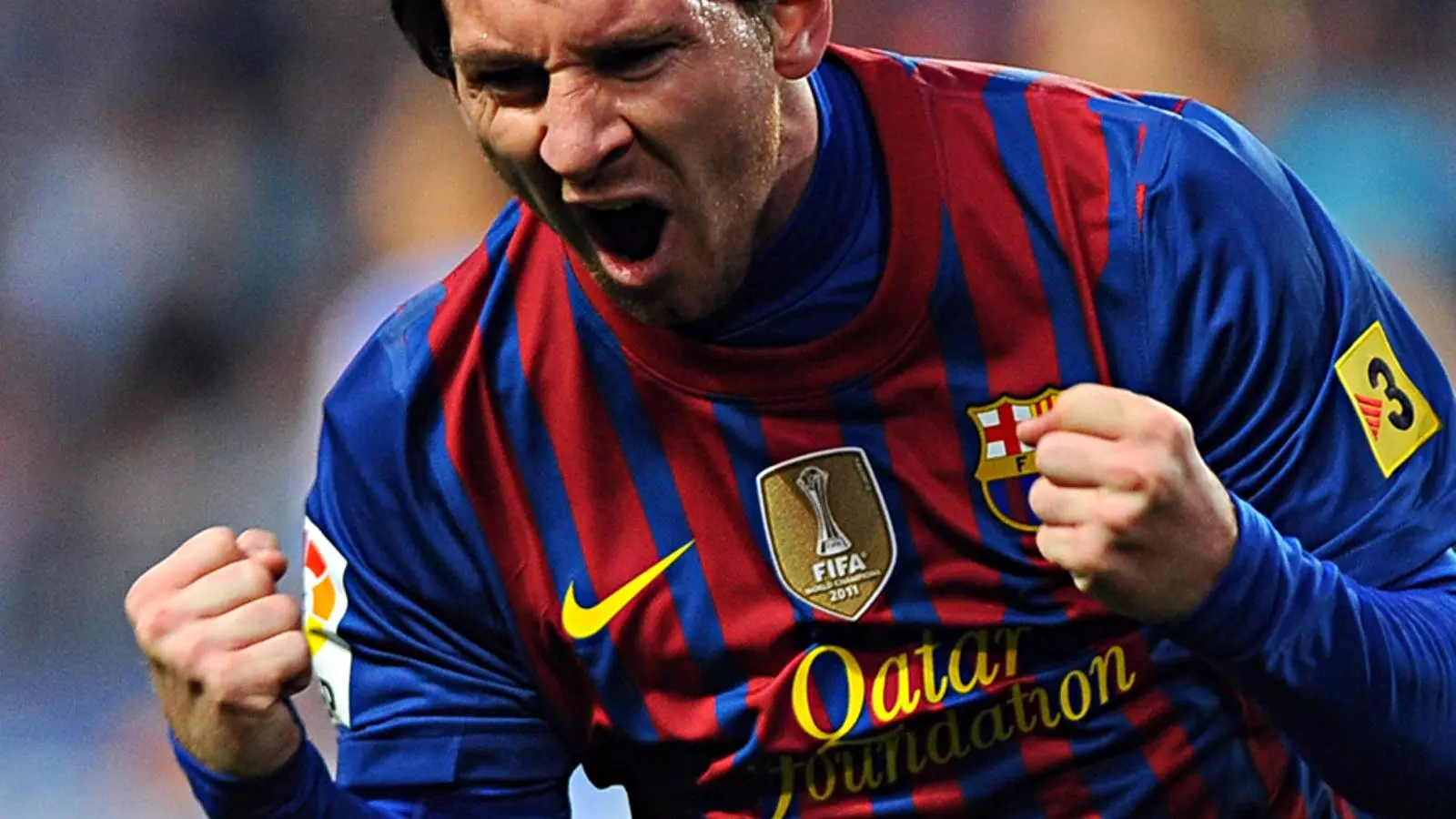Leo Messi celebra un gol durant un partit de Lliga contra el Màlaga. 22 de gener del 2012. Rosaleda de Màlaga, Espanya/ AFP/ Jorge Guerrero