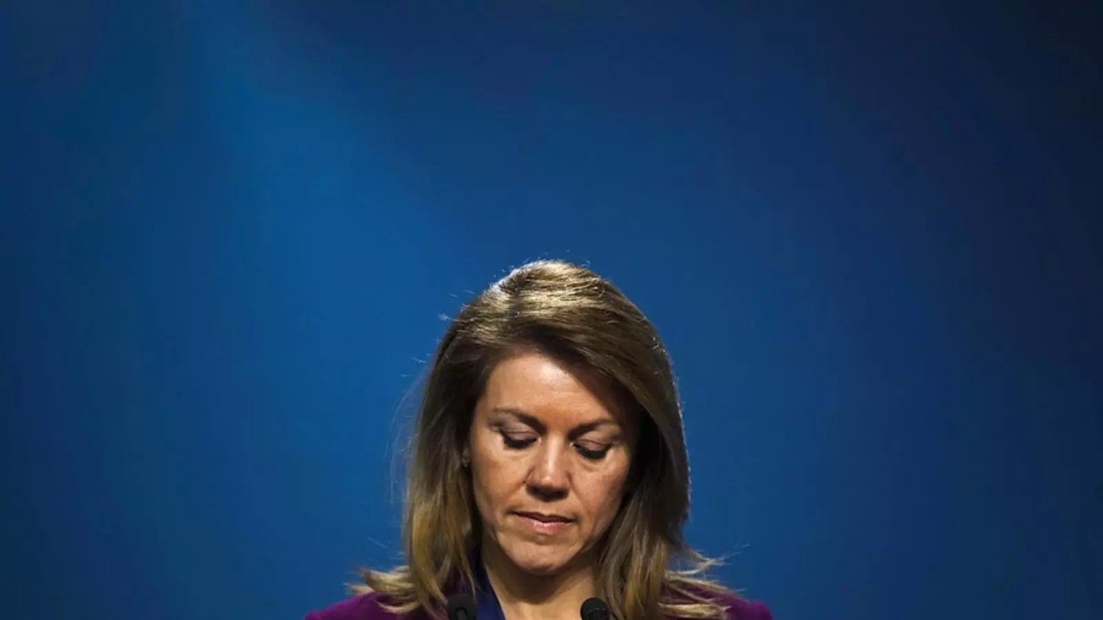María Dolores de Cospedal, en la roda de premsa a la seu del PP / EFE