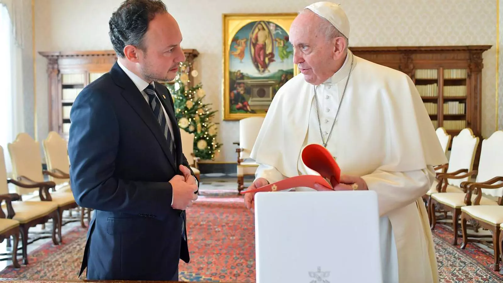 El Papa Francesc i el cap de Govern, Xavier Espot, a la Santa Seu.