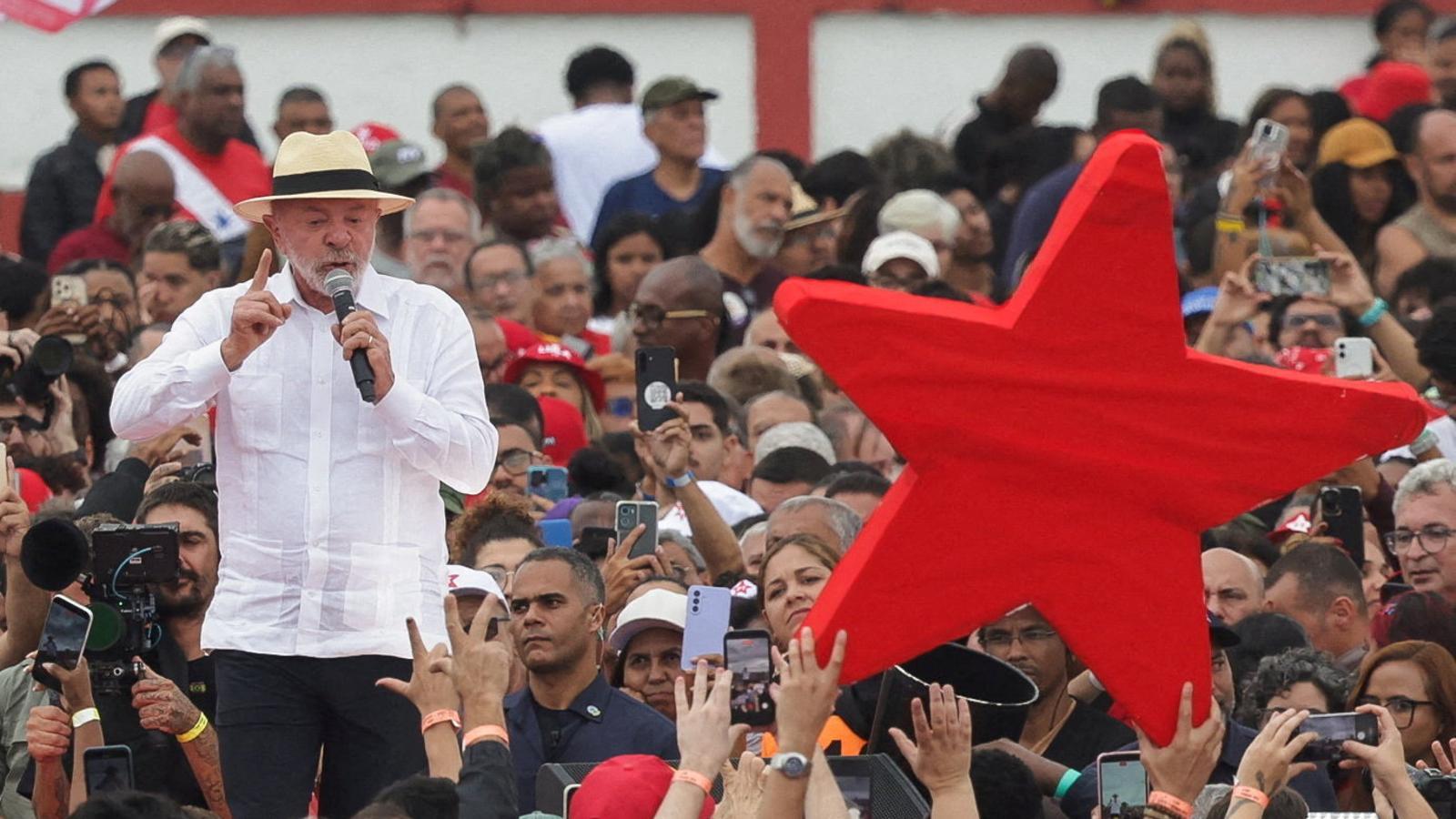 The Brazilian president and candidate for reelection, Lula da Silva, during a rally at the end of August at the Moca Bonita stadium in Rio de Janeiro, in Brazil.