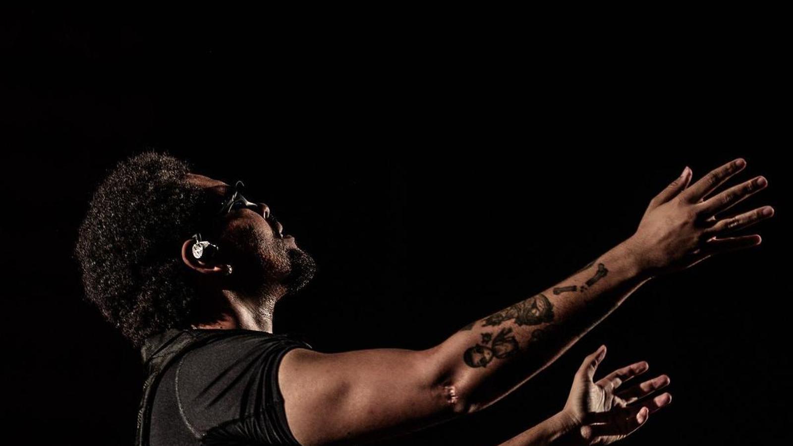 The Canadian artist The Weeknd, during his concert at the Olympic Stadium Lluís Companys in Barcelona