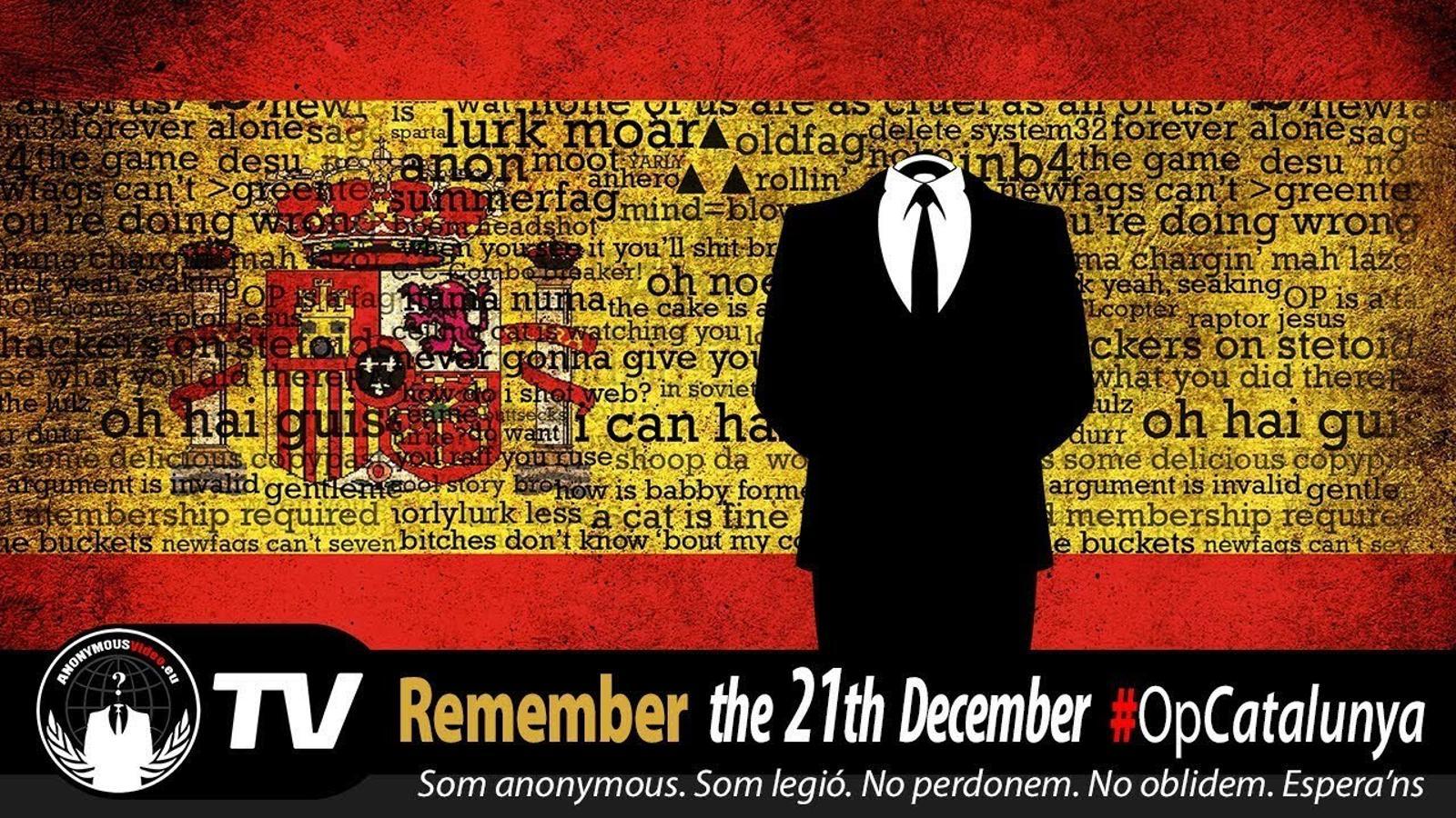 Anonymous avisa que farà una onada de ciberatacs el 21-D
