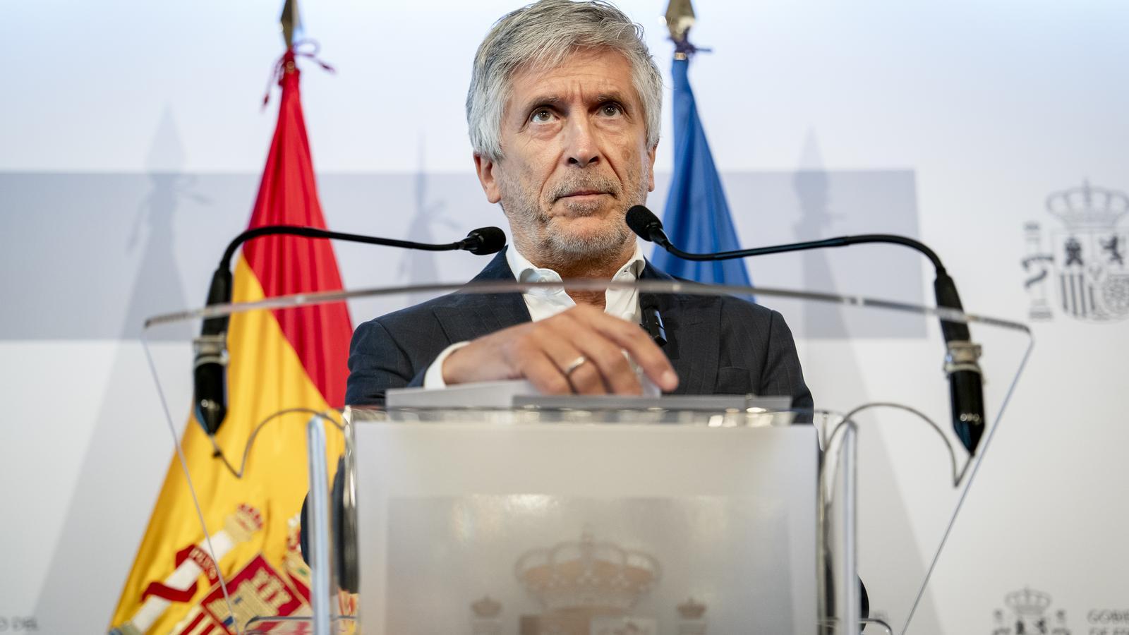 The Minister of the Interior, Fernando Grande-Marlaska, at a press conference this Friday.