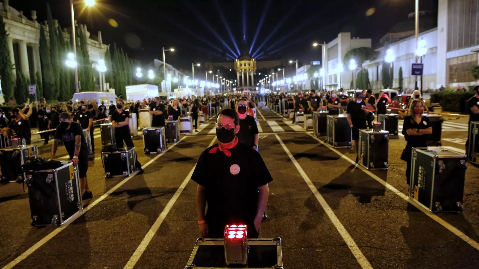 Treballadors culturals en la mobilització Alerta Vermella del 17 de setembre a Barcelona.