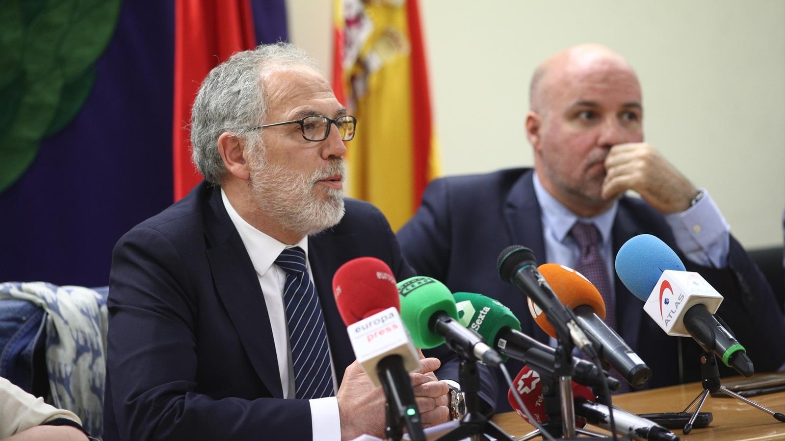 Antonio Viejo offers a press conference as dean judge of Madrid in May 2018 for the judges' strike
