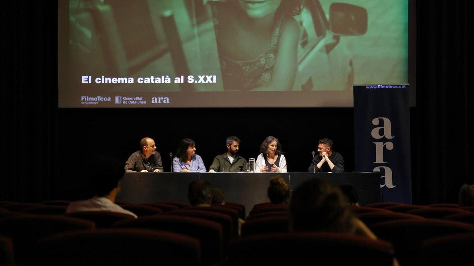 Xavi Serra, María Adell Carmona, Miquel Escudero, Eulàlia Iglesias and Arnau Vilaró in the Laya Hall of the Filmoteca.