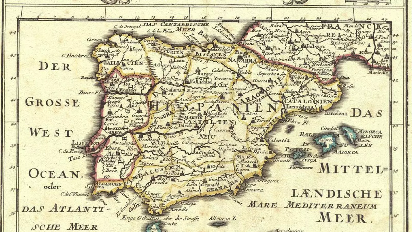 Mapa fet el 1720 de l'Espanya de l'Antic Règim