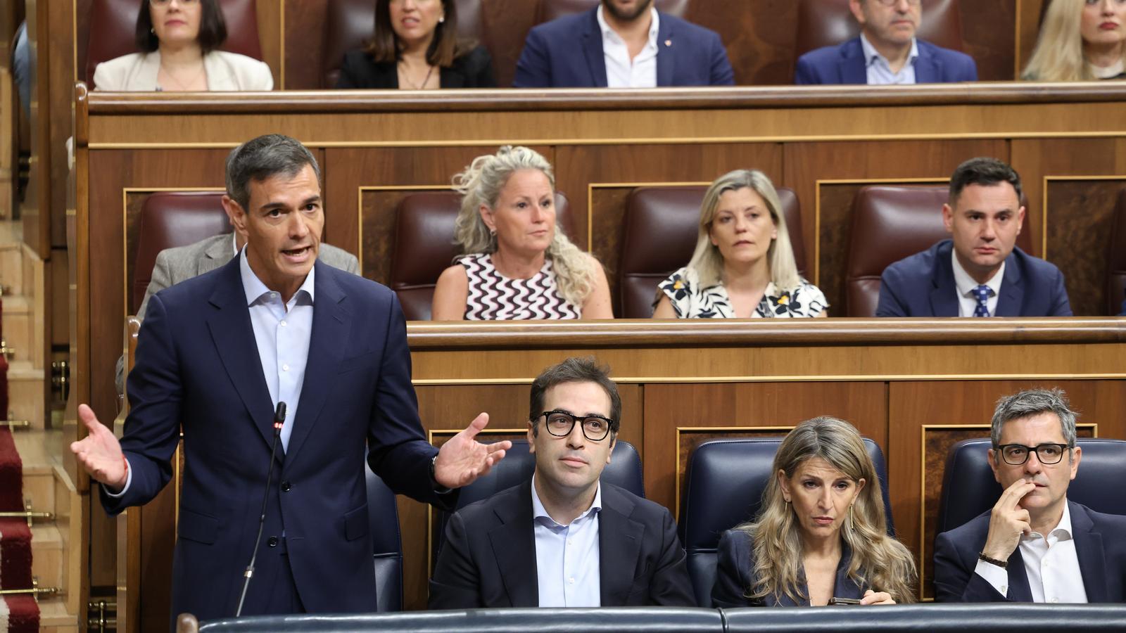 Sánchez durante la sesión de control al gobierno