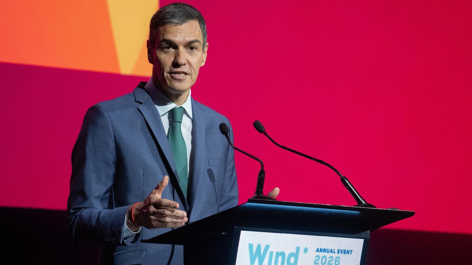 The President of the Spanish Government, Pedro Sánchez, during the inauguration of WindEurope 2026.