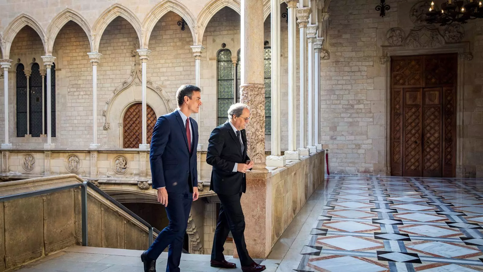 Quim Torra i Pedro Sánchez al Palau de la Generalitat el 6 de febrer de 2020.