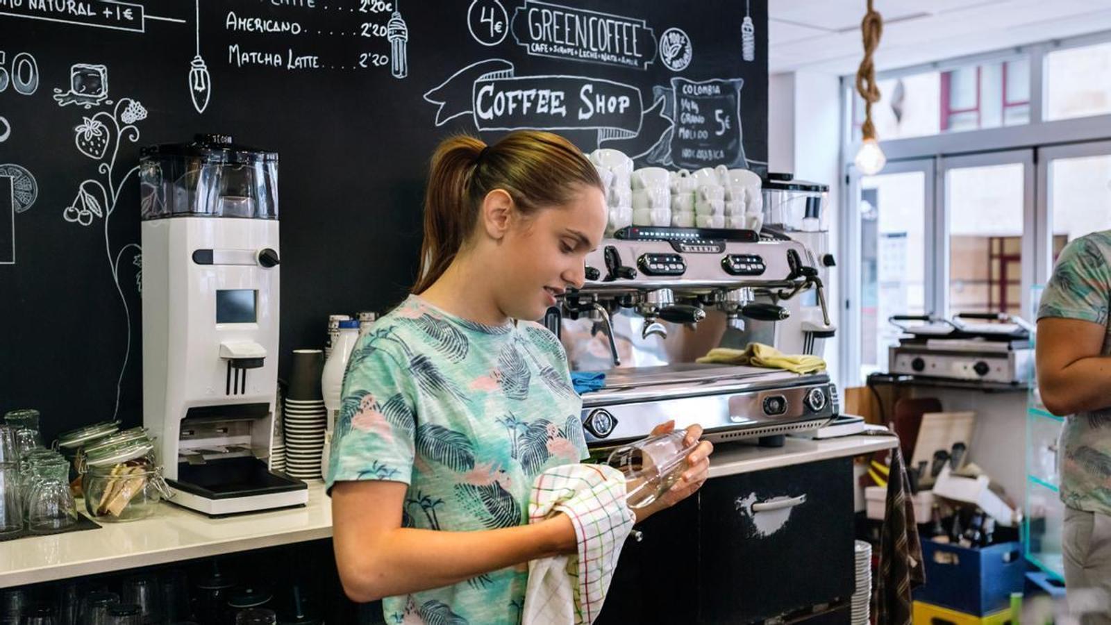 A girl working in a bar
