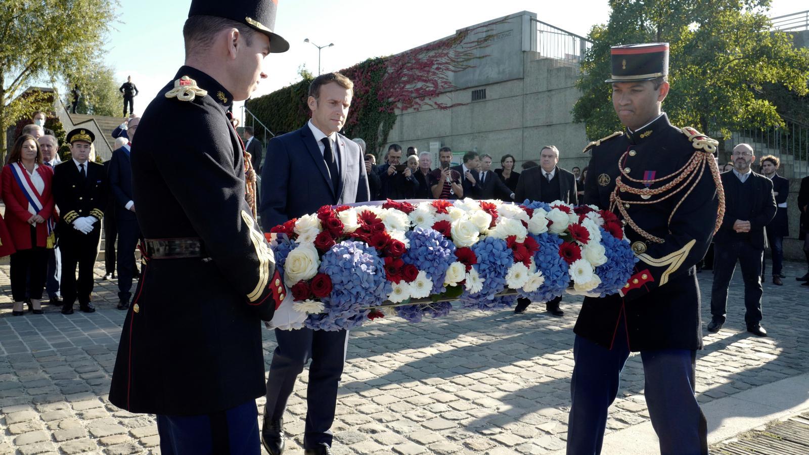 El presidente francés, Emmanuel Macron, al homenaje a las víctimas de la represión de la manifestación argelina del 1961