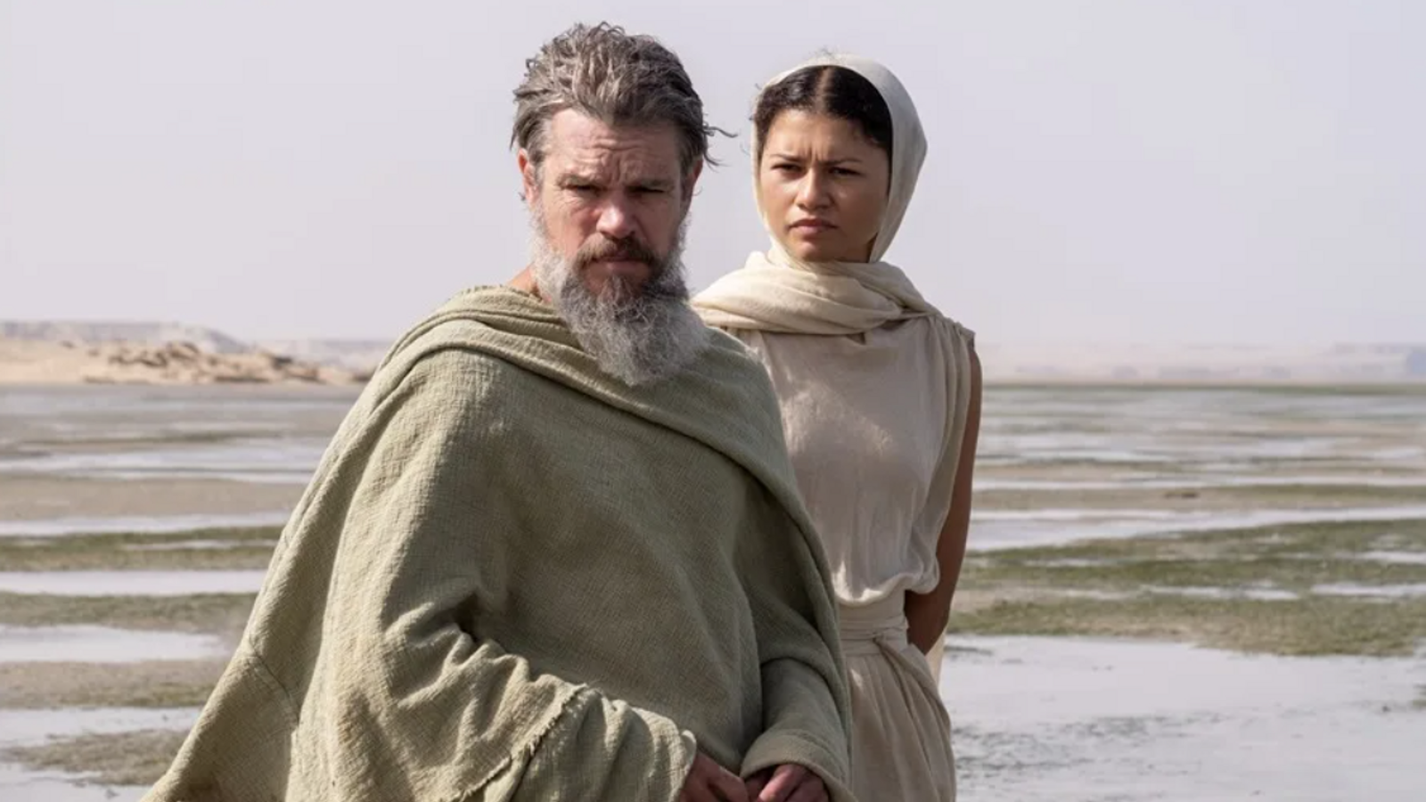 Matt Damon como Odiseo, y Zendaya como Atenea en la película de Christopher Nolan sobre la 'Odisea'