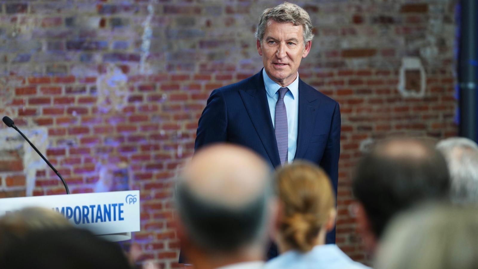 El president del PP, Alberto Núñez Feijóo, en un acte del partit sobre fiscalitat