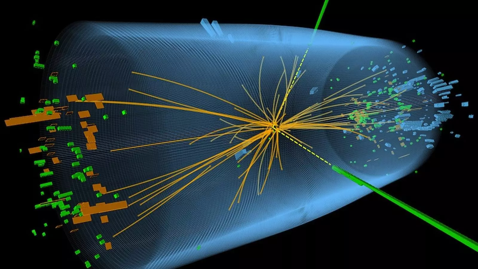 Imatge facilitada pel CERN, on es reprodueix el xoc entre protons que dóna com a resultat el bosó de Higgs / CERN / AFP