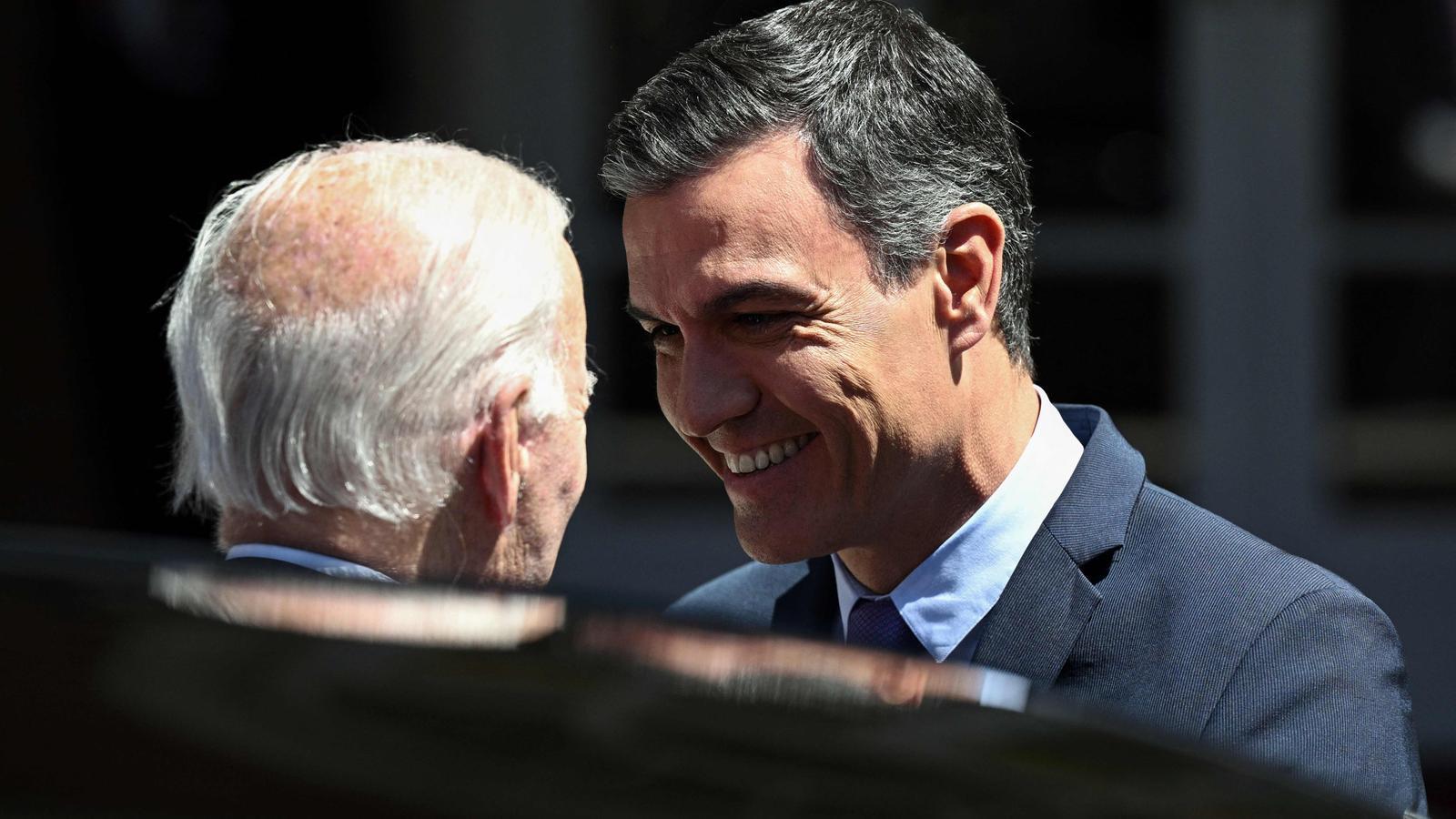 El presidente de los EEUU, joe biden es recibido a la Moncloa por Pedro Sánchez