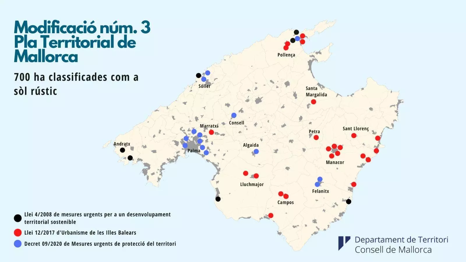Mapa de zones classificades com a sòl rústic.
