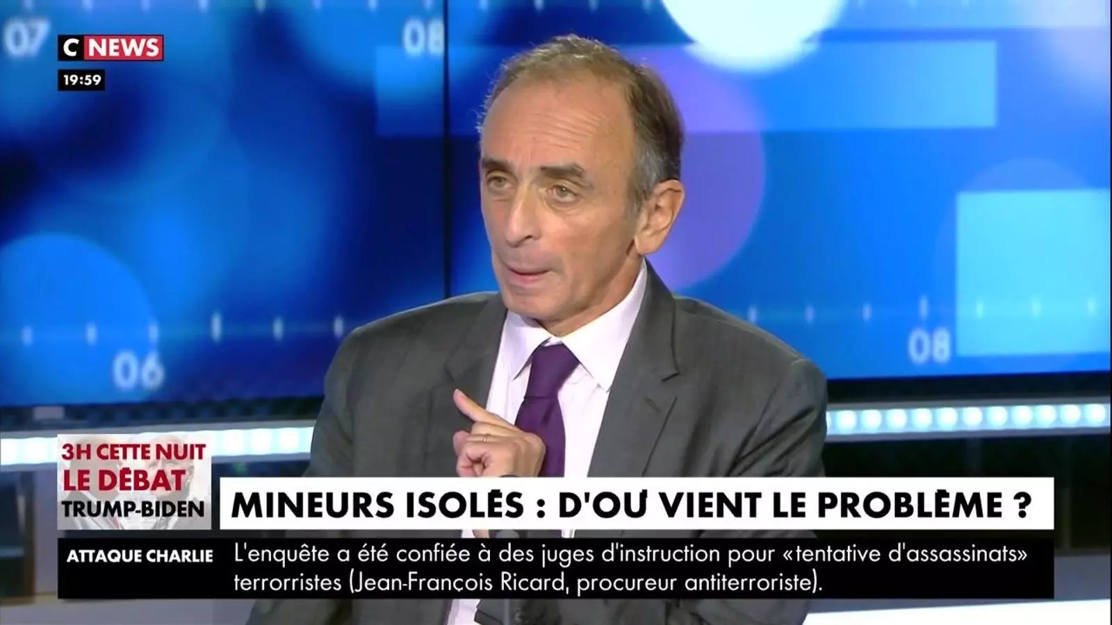 El periodista Éric Zemmour en una intervenció a CNews en què va vincular els menors no acompanyats amb actes delictius