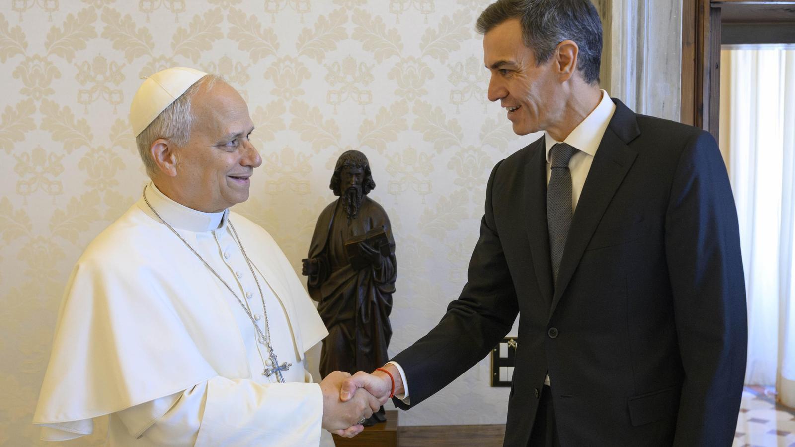 El Papa León XIV y Pedro Sánchez en la ciudad del Vaticano