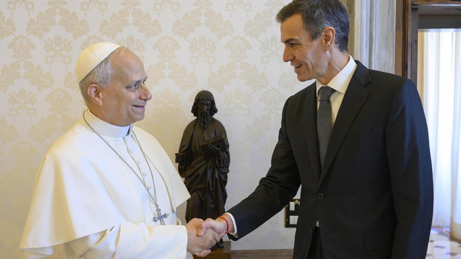 El Papa León XIV y Pedro Sánchez en la ciudad del Vaticano