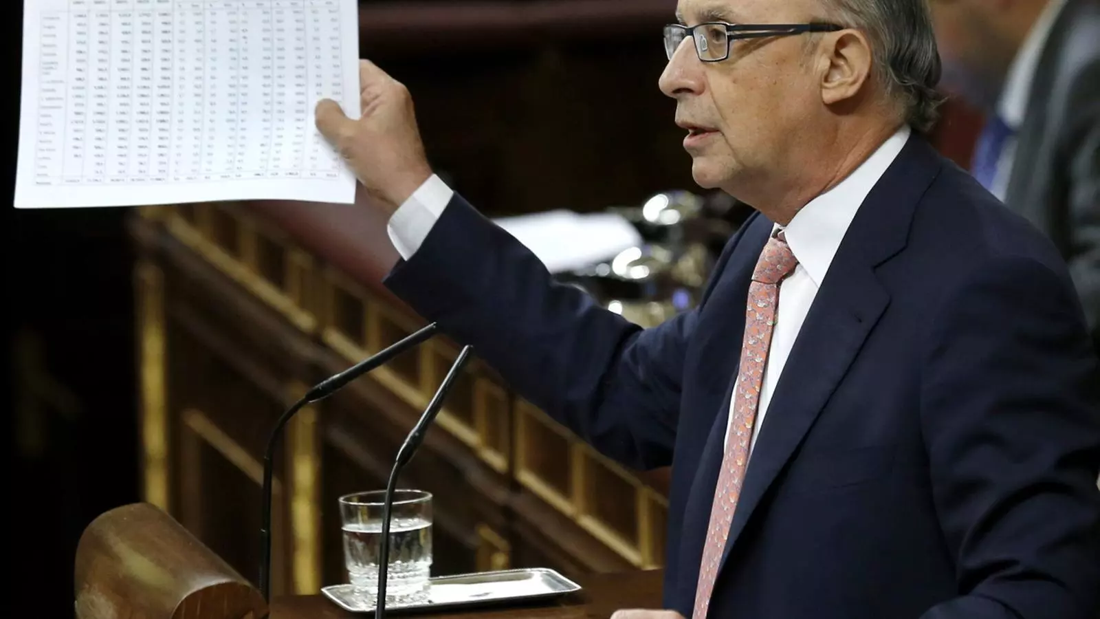 El ministre d'Hisenda, Cristóbal Montoro, durant el debat de pressupostos al Congrés
