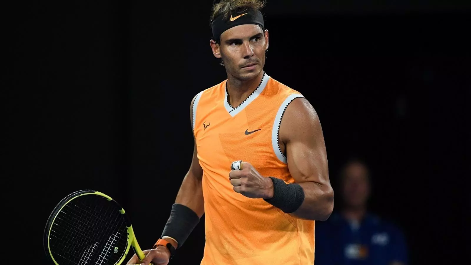 Nadal celebrant un punt durant el partit que l'ha portat a la final de l'Open d'Austràlia
