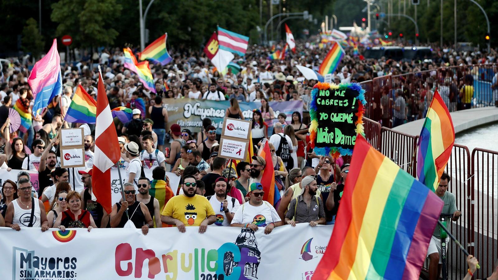 La manifestació LGTBI, aquest dissabte a Madrid.