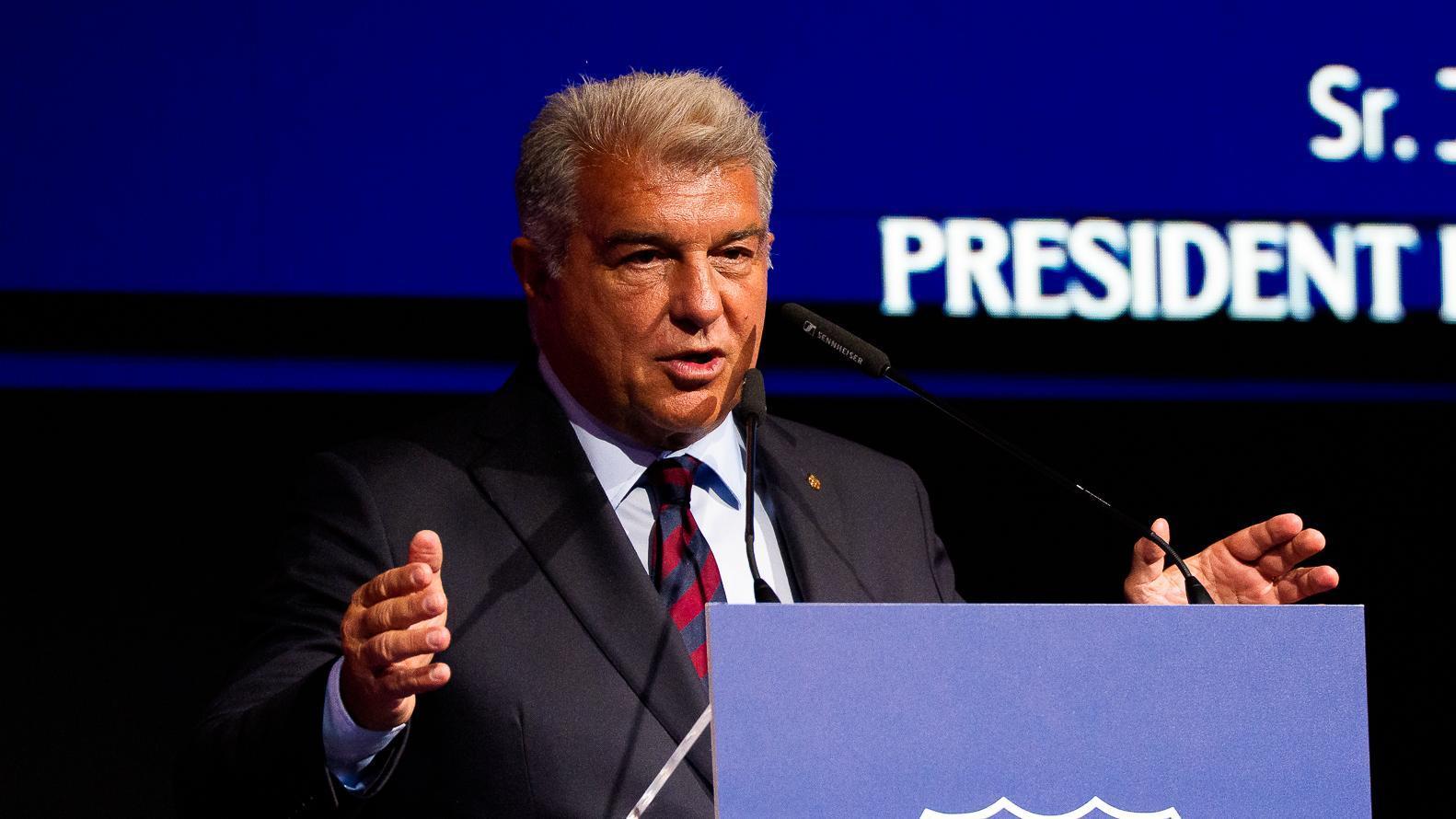 Joan Laporta, durante el discurso de la toma de posesión