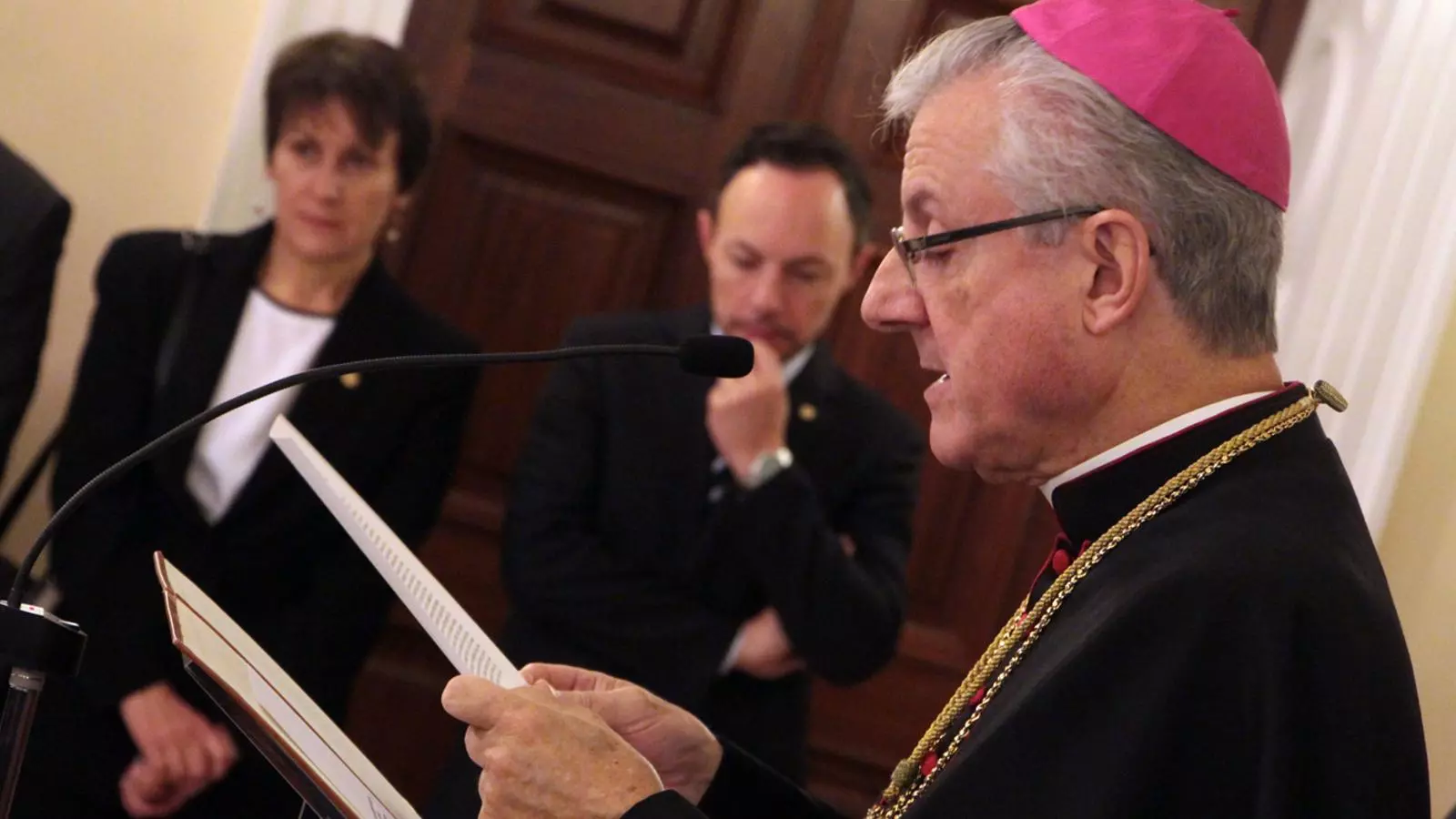 El copríncep episcopal, Joan-Enric Vives, durant el seu discurs al Palau Episcopal. / M.P. (ANA)