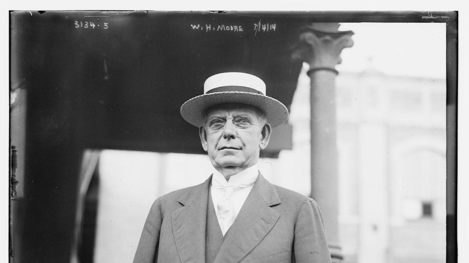 Portrait of William Henry Moore, captured between 1910 and 1915, from the George Grantham Bain glass negative collection of the Library of Congress of the United States.