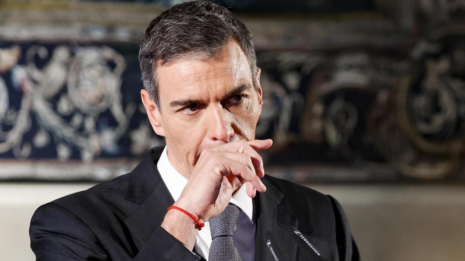 El presidente español, Pedro Sánchez, durante la comparecencia en Roma