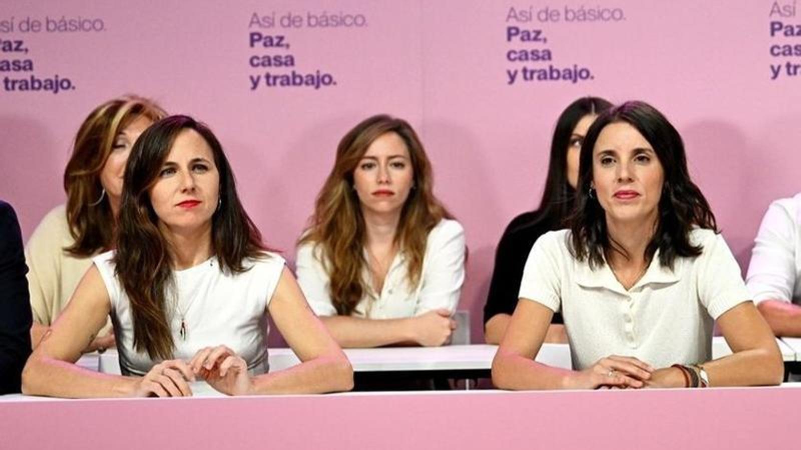 Irene Montero e Ione Belarra el 17 de octubre en un acto de Podemos.