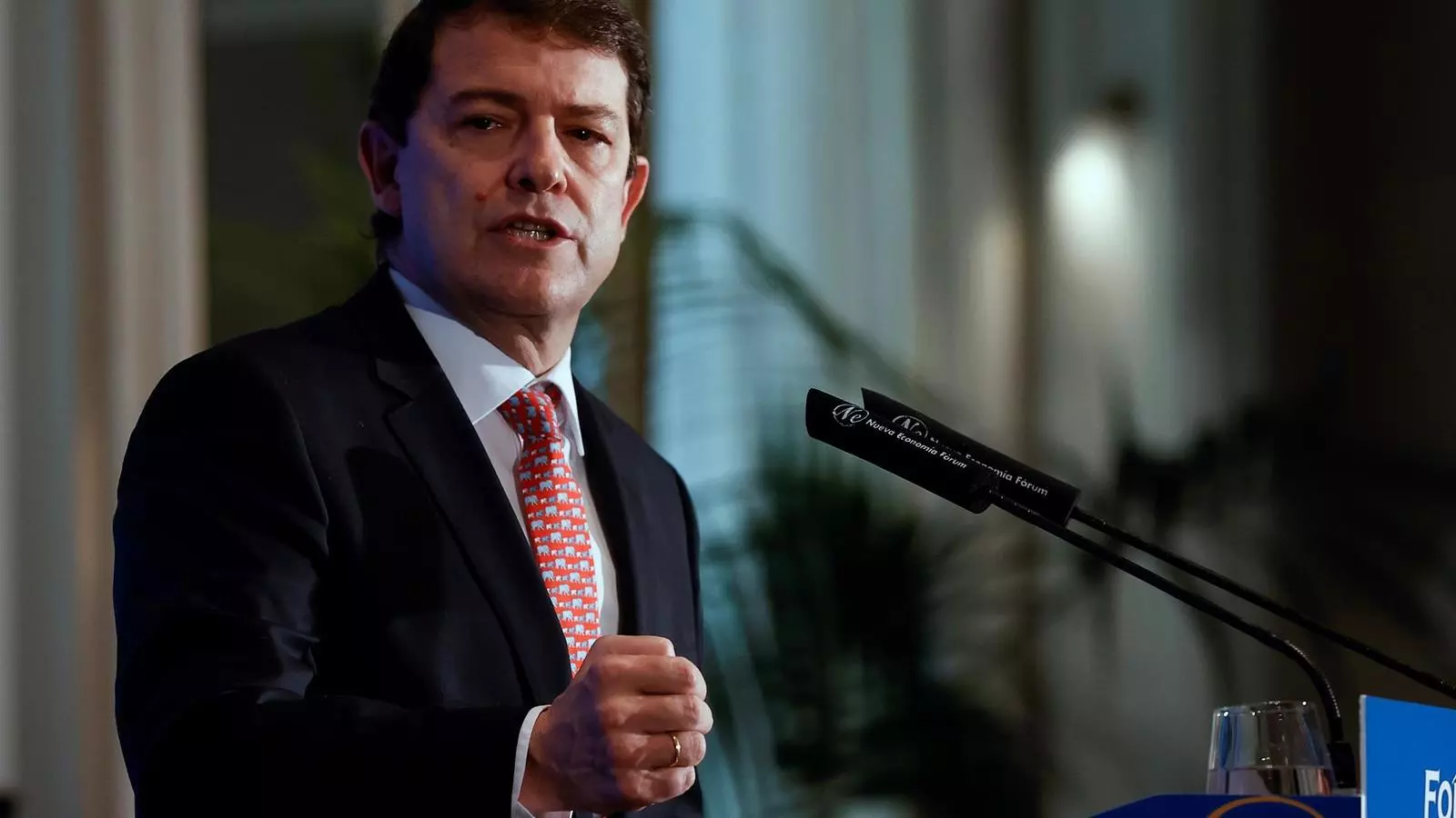 El president del PP de Castella i Lleó, Alfonso Fernández Mañueco, en un esmorzar informatiu a Madrid