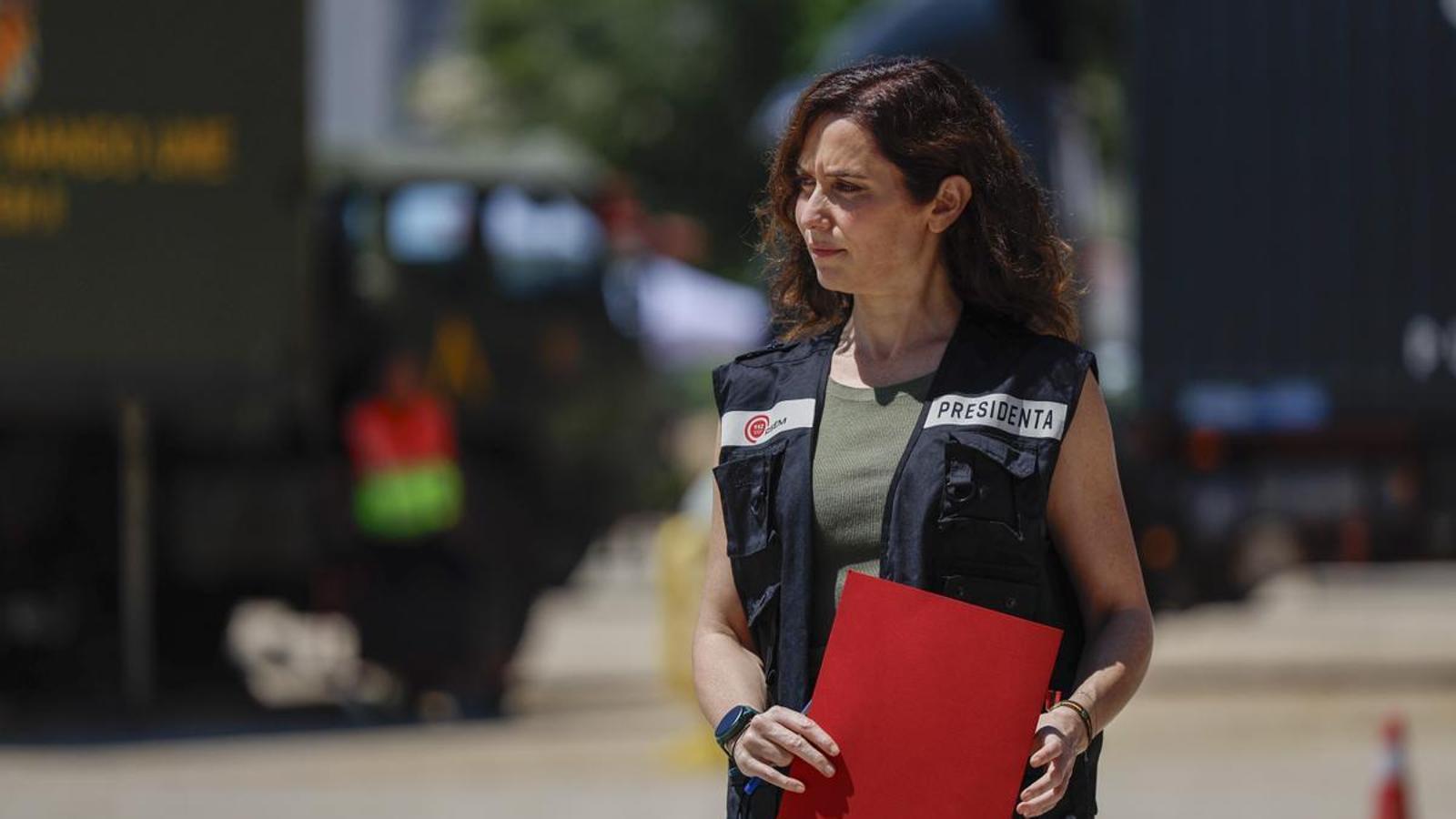 Isabel Díaz Ayuso, en el Puesto de Mando Avanzado de Navalcarnero durante los incendios en la Comunidad de Madrid