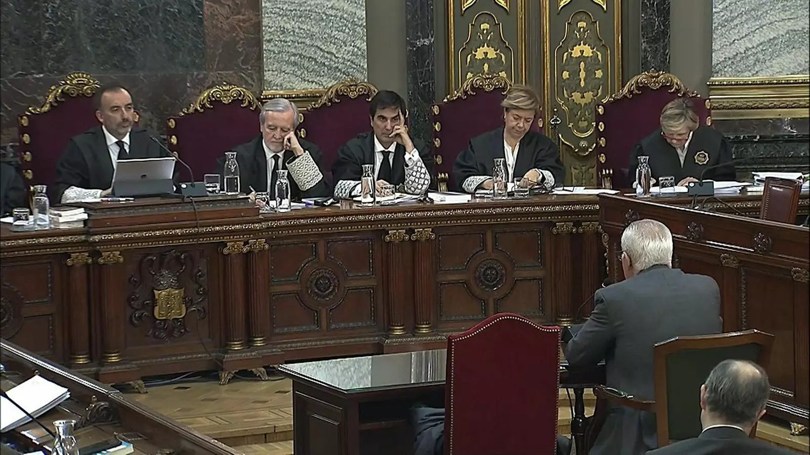 Imatge del tribunal que jutja els líders independentistes durant el testimoni de Trapote.