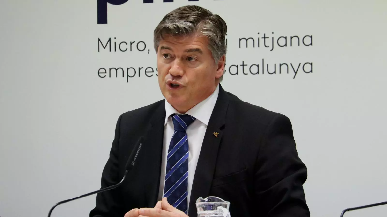 El president de Pimec, Antoni Cañete, durant la presentació de l'enquesta.