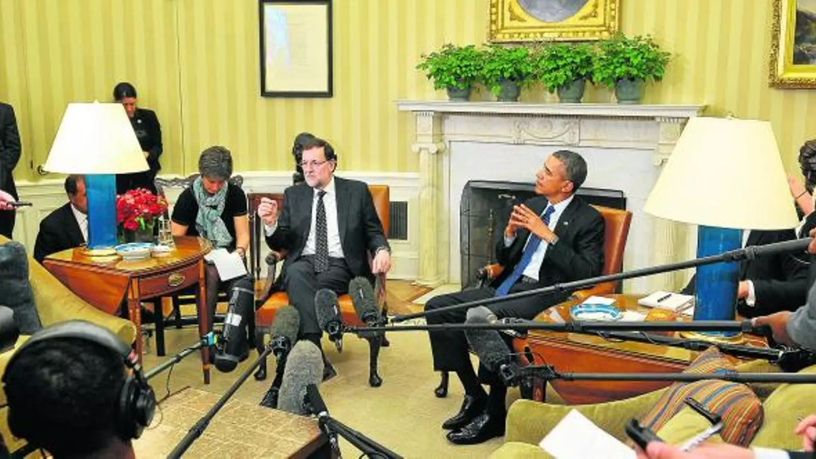 FINALMENT, LA TROBADA Els presidents Mariano Rajoy i Barack Obama al Despatx Oval de la Casa Blanca.