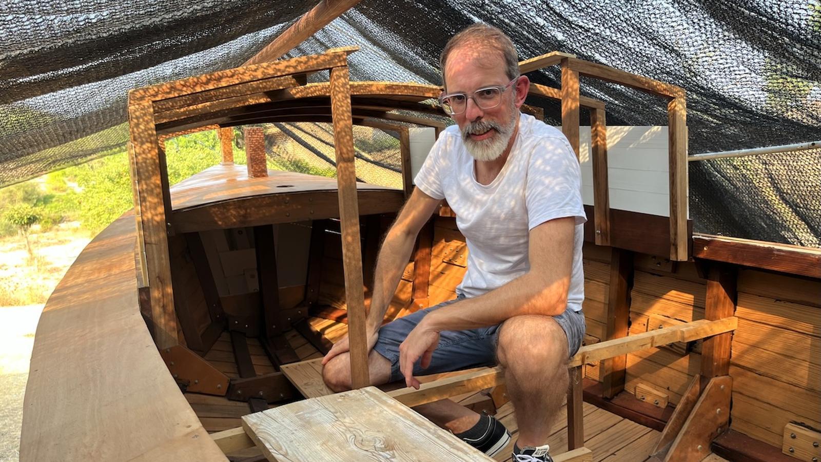 Juan Sebastián Filippini on his boat