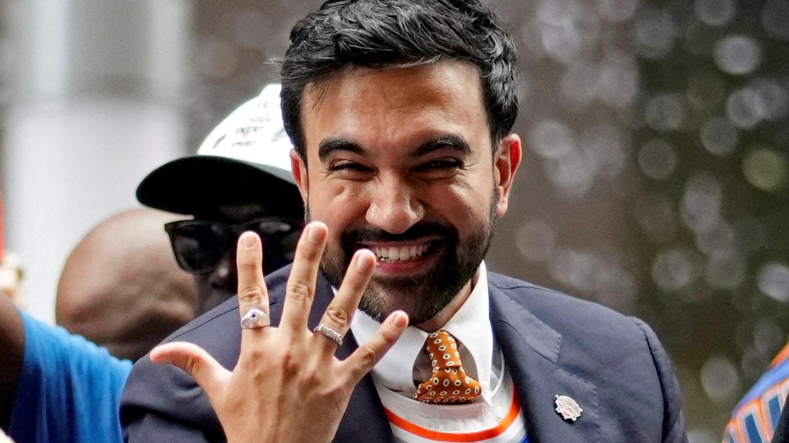 New York City Mayor Zohran Mamdani, euphoric during a basketball game.