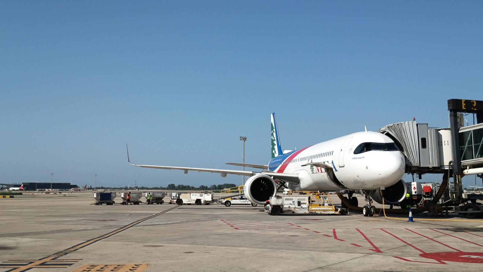 Middle East Airlines Air Liban plane at Barcelona Airport.
