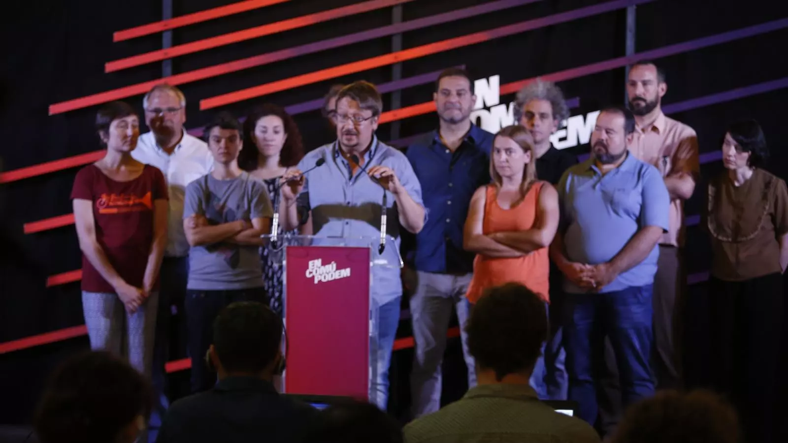 Xavier Domènech ha comparegut envoltat dels membres de la candidatura