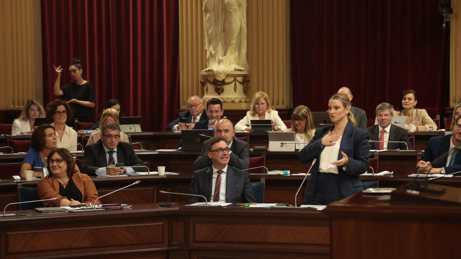 The president Marga Prohens during the control session of the Government, this Tuesday in the Parliament