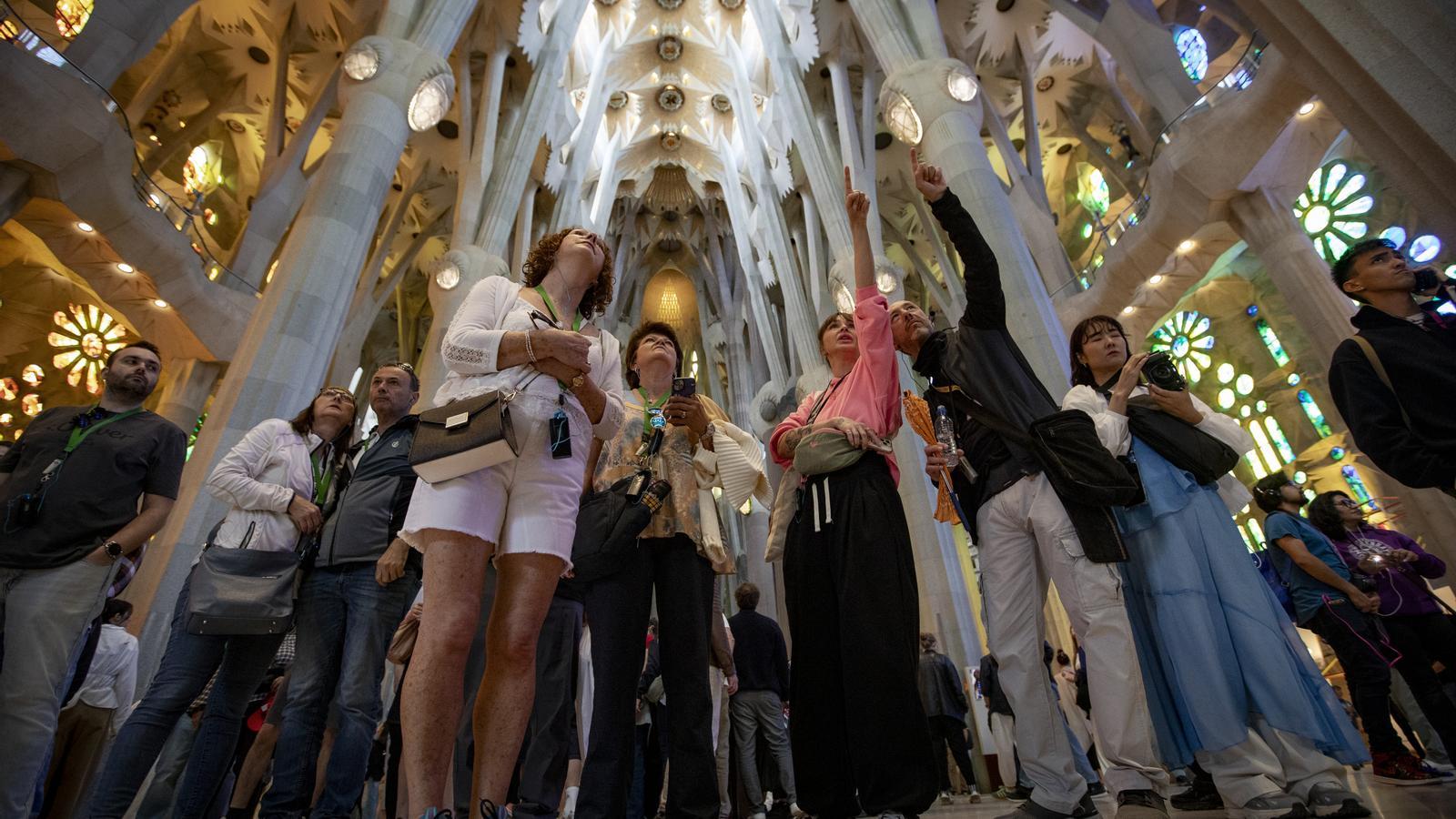 Tourists at the Sagrada Familia.