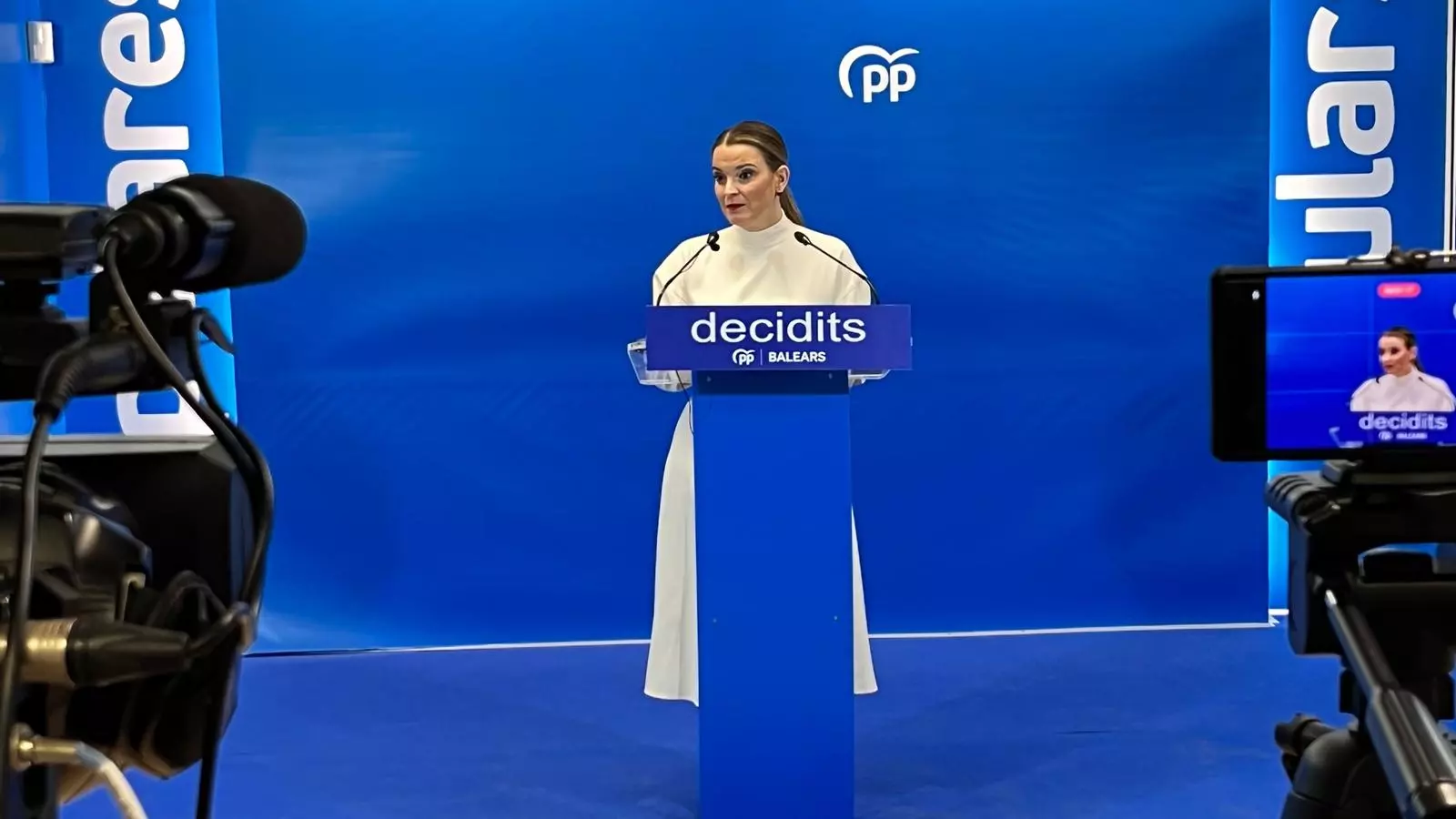 La presidenta del PP balear, Marga Prohens, durant la seva compareixença d'aquest dimarts.