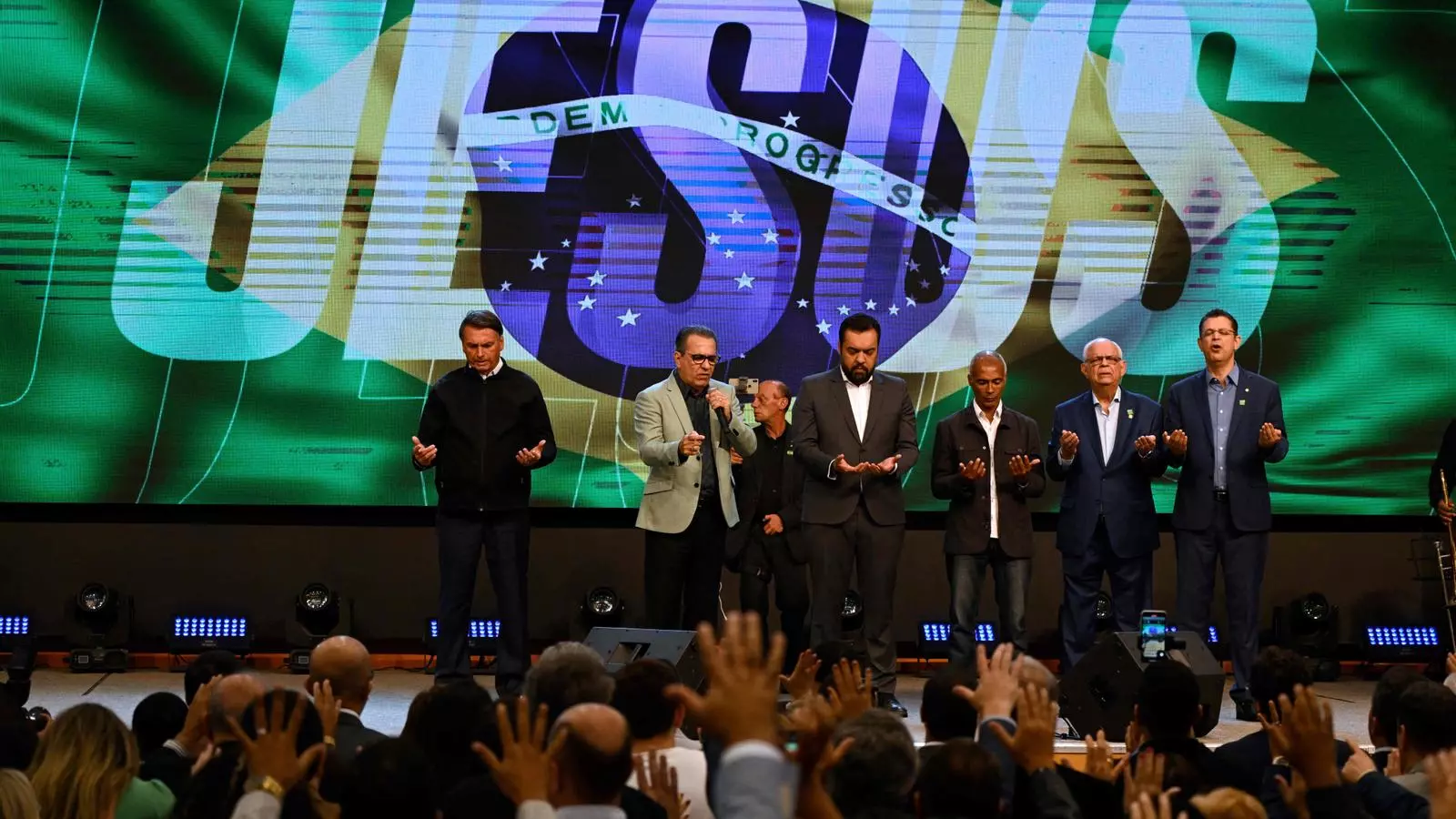 Jair Bolsonaro en un acted e campanya amb la comunitat evangelista.