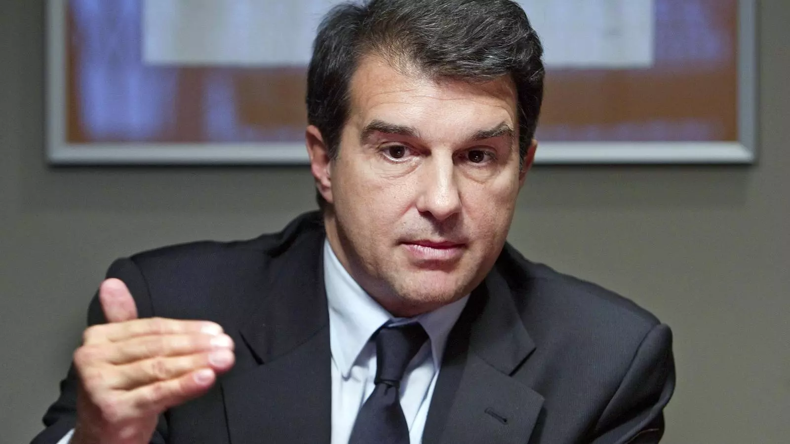 Joan Laporta, ahir, durant un moment de l'entrevista amb l'ARA.