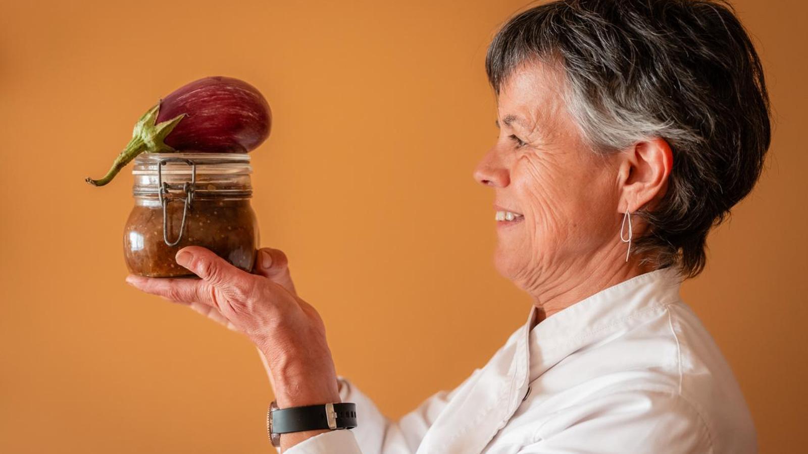 Chef Carme Picas, with one of the preserves she most recommends making at home, eggplant preserves.