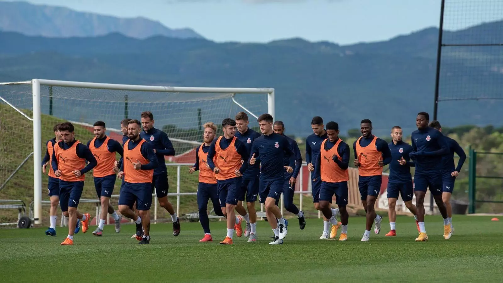 Els jugadors del Girona, en un entrenament